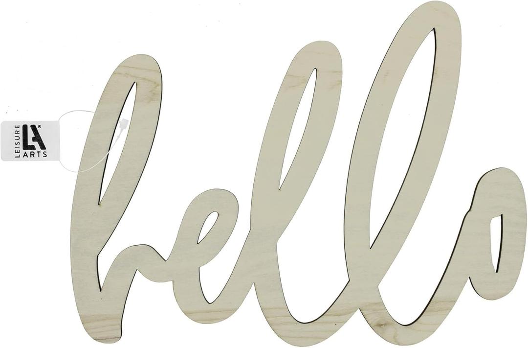 Leisure Arts Large Unfinished Wood Word, Hello