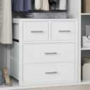 BOLUO Closet Drawers White 4 Drawer Dresser for Closet Organizers and Storage Bedroom Dorm Modern (15.7"D x 21.1"W x 23.4"H (4 Drawers))