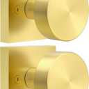 coolnews 2 Pack Brushed Gold Dummy Door Knobs Interior, Single Sided Modern Satin Brass Dummy Door Handle for Hall/Closet