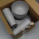 Wheat Straw Dinnerware Sets | Unbreakable Dinnerware Sets | Dishwasher Microwave Safe Dinnerware | Eco Friendly Non Breakable Dinnerware Sets | RV Outdoor Camping (Grey Service for 4 (16 pcs))