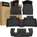 VIWIK Ford Explorer Floor Mats 7 Seat for 2020-2025 2026 Model - All Weather, Easy to Clean, Custom Fit TPE - 3D Scan, Non-Slip, High Edge for Full Coverage, Waterproof, Stain Resistant