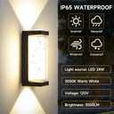 Modern Outdoor Wall Lights 24W LED Exterior Wall Sconces Light Fixtures, Black Aluminum Wall Mount, 3000LM 3000K Porch Lights with Double Lampshades, IP65 Waterproof for Garage Patio Entryway