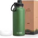 Koodee Insulated Water Bottle, 32 oz Stainless Steel Double Wall Vacuum Wide Mouth Sport Bottle with Leakproof Spout Lid (Grass Green)