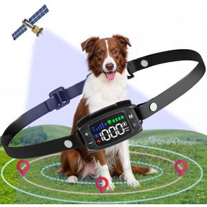 GPS Wireless Dog Fence System, Rechargeable Electric Fence for Dogs, IPX6 Waterproof Collar, Adjustable Warning, 33Yd-1000Yd Range, Pet Safe Outdoor Containment for Most Breeds