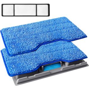 KEEPOW Reusable Mop Replacement Pads Compatible with Shark Vac Mop VM252 VM200 VM401 VM180 VM252GN VC205 VM250, Vacuum Mop Pads Refills for Hardwood Floor with Upgraded Dirt Chamber, Blue, 2+1+1 Pack