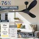 60 Inch Black Outdoor Ceiling Fan No Light, Wood Indoor Outdoor Ceiling Fans for Patios Gazebo Porch Living Room, Big Wet Rated High CFM Reversible Ceiling Fan for Sloped Angled Ceiling