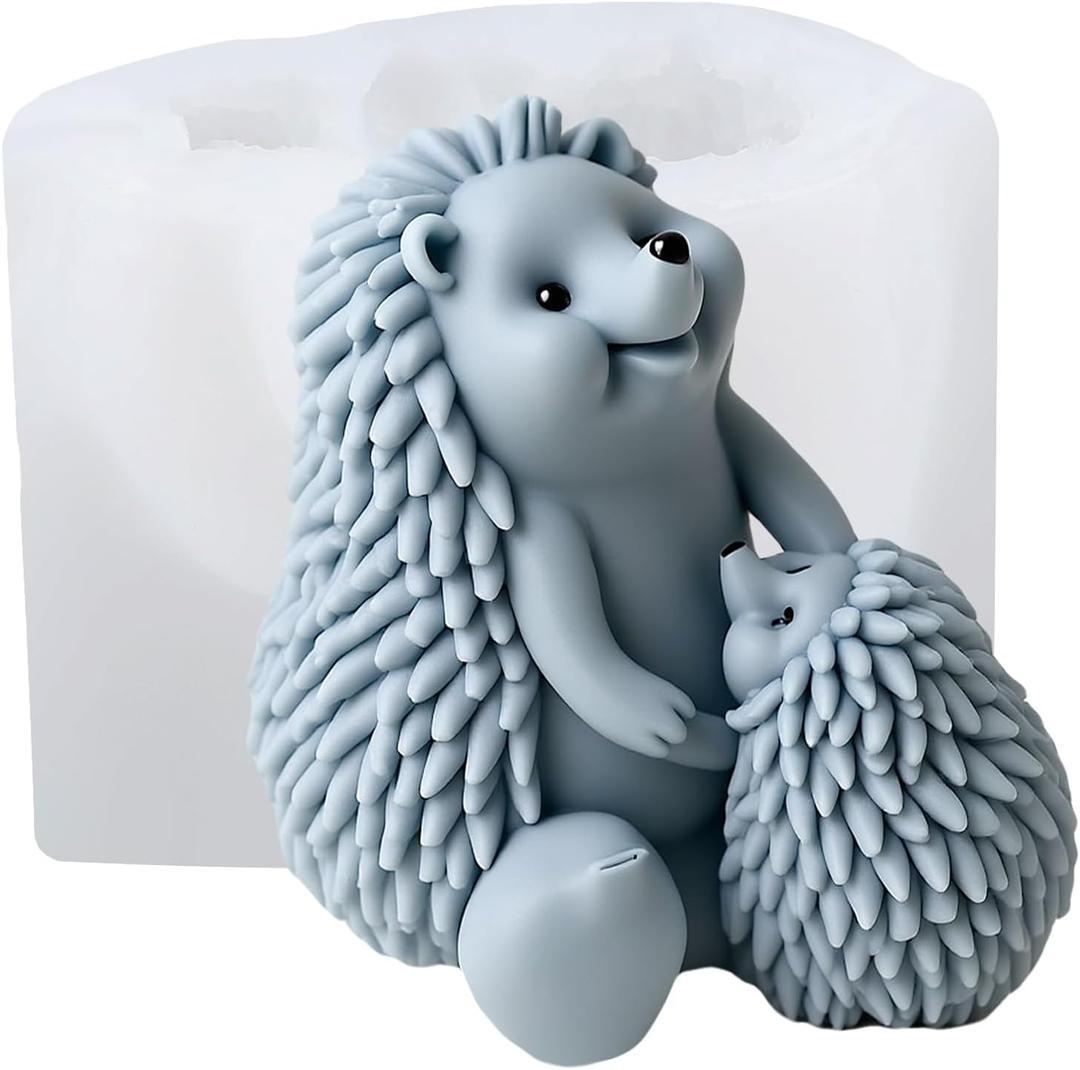 Hedgehog Candle Mold Hedgehog Baby Silicone Candle Molds Animal Resin Casting Mold for Candles Making Aromatherapy Candles Wax Polymer Clay Home Decoration