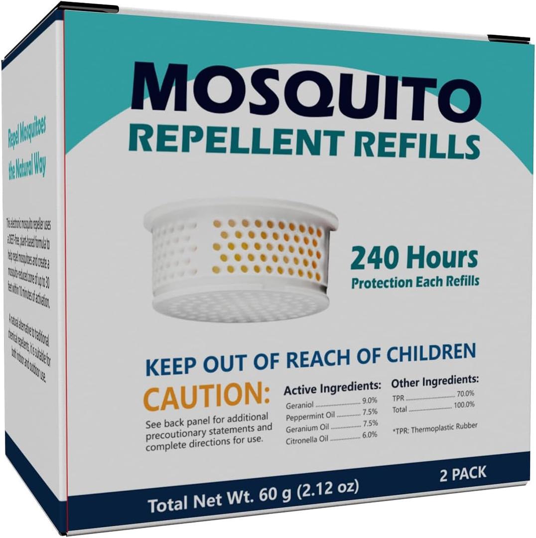 Tekola Mosquito Repeller Refills 2-Pack, Each Lasts Up to 240 Hours, Replacement Pads Compatible with Tekola Mosquito Repeller for Outdoor Patio, Camping, and Garden Use