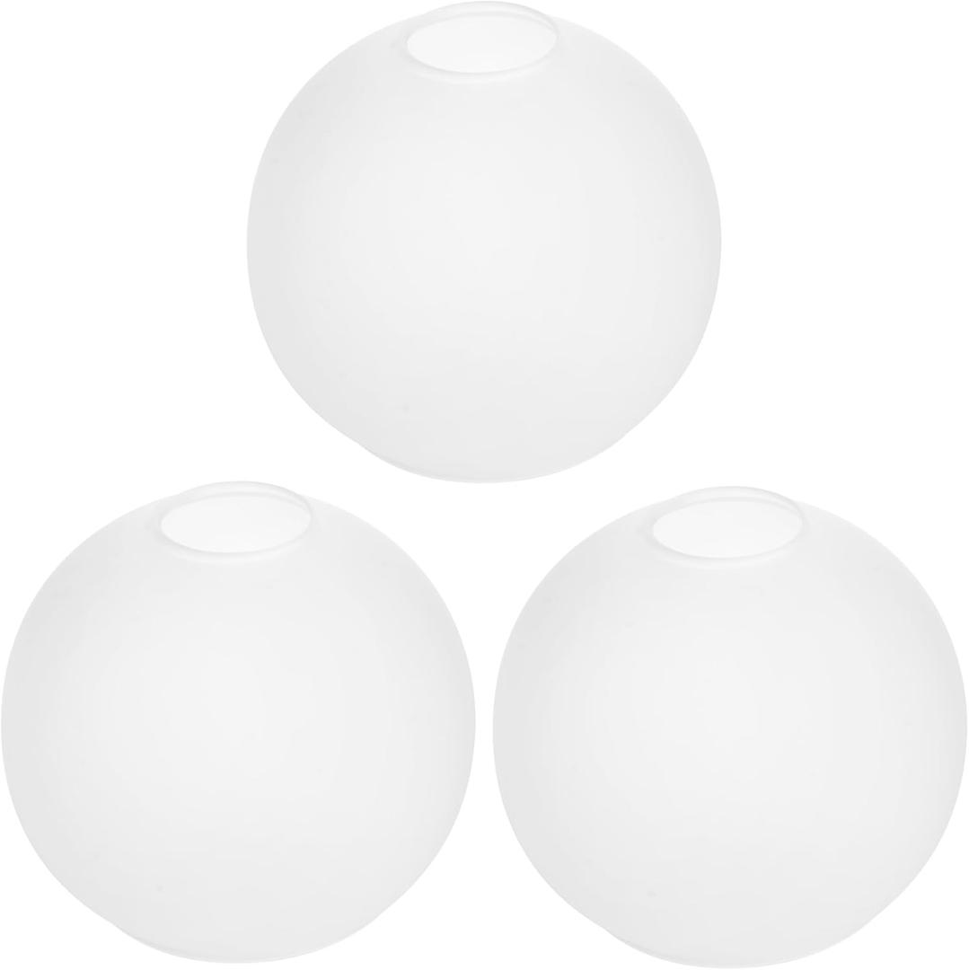 3 Pack White Frost Glass Shade Replacements, Globe Glass Lamp Shade Covers for Light Fixtures, 1.65 Inch Fitter Globes Lampshades for Wall Sconces Chandelier Pendant Lights Bath Vanity Lights