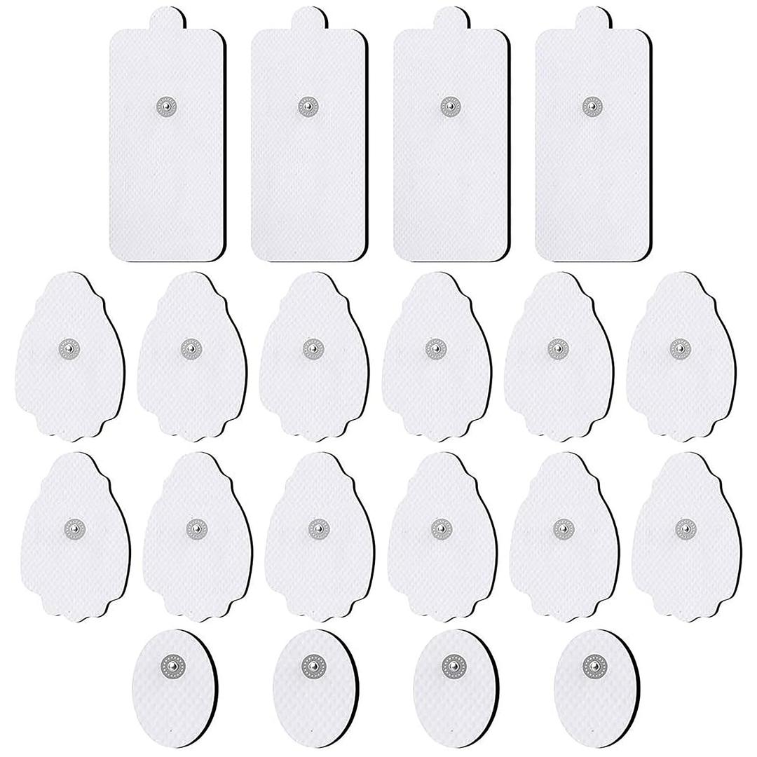 TENS/EMS Unit Replacement Pads NURSAL 20 Pack 3.5mm Snap Electrode Patches for Electrotherapy, Reusable Self-Adhesive Electrodes Pads, Compatible with Belifu, AVCOO, MEDVICE TENS (White)