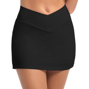 Womens Mini Skorts Mid-Waisted Side Split Skirts A Line Tennis Skirts with Shorts Underneath Casual Y2k Summer XXL