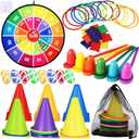 Libima 57 Pcs Carnival Games Combo Set for Kids, Bean Bags Ring Toss Game Dart Board with Sticky Balls Plastic Cones Egg Spoon Race Indoor Outdoor Party Supplies for Boys Girls Adults Birthday Gifts