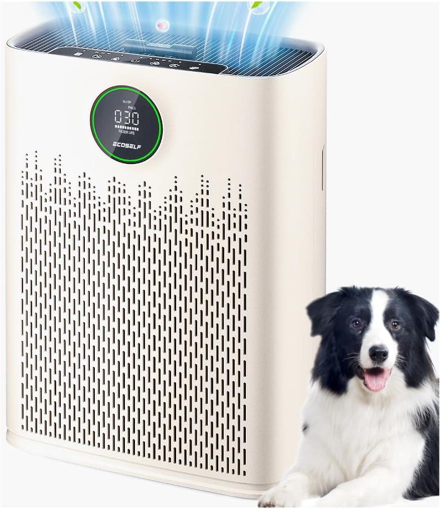 Air Purifiers for Home Large Room, with Smart Mode, Cover Up to 2200 Ft², PM2.5 Air Quality Display, 22dB Sleep Mode, Aromatherapy with 2X-Purification & 360°Air Outlet, HAP603, Milk White