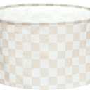 MAIZMZ Checkered Storage Basket Extra Large 80L Kids Hamper Baby Laundry Basket Waterproof Toys Car Organizer Collapsible Canvas for Home/Dorm/Pet/Office/Closet/Shelf/Gift Baskets (Cream)