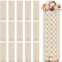 Dandat 16 Pcs Crystal Flower Vase and Pillar Candle Holder Set 10.24 Inch Wedding Cylinder Flower Vases Stand Table Centerpieces Candle Holders for Table Room Home Wedding Party Events Decor(Gold)