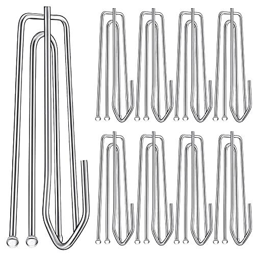 30PC Stainless Steel Curtain Pleat Hooks,Drapery Hook and Pin for Pleated Drapes 4 Prongs Pinch Pleat Hook Clips,Traverse Pleater 4 End Curtain Hangers for Window Door Bathroom Curtain