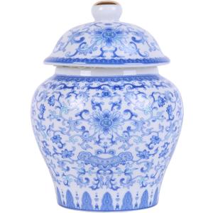 XINGYAN Chinoiserie Blue and White Porcelain Mini Ceramic Ginger Jars with Lid Ancient Chinese,Oriental Style,Decorative and Storage Jars (Mini utmost jar)