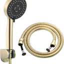 Tecmolog RV Shower Head with Hose and Mount ABS Plastic 5 Spray Hand Held Shower Head Set for Bathrrom, Zirconium Gold, BS144F