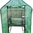 Garden Winds Custom Fit Replacement Cover Compatible with The Ohuhu Y21-80401-13 4.8' x 4.8' Portable Walk in Instant Pop Up Greenhouse Zipper Entry Door Mesh Side Windows - PE Fabric - Green