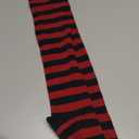 Moon Wood Womens Thigh High Socks Striped Knee High Socks Extra Long Cotton Knit Over the Knee Socks for Halloween (One Size, Black & Red)