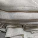 LAMIT Cream Linen Curtains 84 inch Length 2 Panels, Light Filtering Semi Sheer Panels Back Tab and Rod Pocket Neutral Boho Drapes for Bedroom/Living Room, 52 x 84 Inch