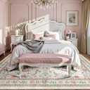 Deerly Floral Rug 5x8 Vintage Boho Washable Non-Slip Living Room Carpet Soft Low Pile Thin Bedroom Floor Mat Indoor Home Decor for Dining Room Playroom Nursery Farmhouse, Beige/Light Pink/Multi