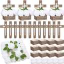 Amyhill 123 Pcs Baptism Centerpieces for Tables 12 Wood Crosses 12 Wooden Boxes 75 Artificial Roses 24 Foam Padding Baptism Tables Decorations Kit for First Communion Wedding Baby Shower Decor