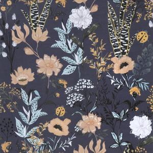 Abyssaly Blue Floral Peel and Stick Wallpaper Boho, Vintage Dark Vintage Contact Paper for Bedroom Bathroom, Easy Peel Off Stick on Wallpaper Moody Wall Paper 17.5" X 393.7"