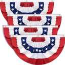2 x 4Pack 3x6 Feet American Pleated Fan Flag for 4th of July, Decorations Patriotic Half Fan Bunting Flag Banners with Brass Grommets and Zip Ties for Outside