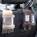 Amelity Multifunctional Car Back Seat Hooks with Cup Holder, Water Cup Hook (Beige)