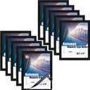 Magnetic Sign Holder, 8.5 x 11 Wall Mount Self Adhesive Document Display Frames, Double Sided Display for Glass Window (Black, 10pack)