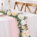 Waipfaru 6.07Ft Eucalyptus Greenery Garland with Flowers, Dusty Blue and White Rose Flower Vines for Wedding Table Runner Centerpieces Backdrop Room Decor (1 Pack, Champagne)