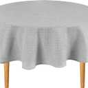 Hiasan Round Linen Tablecloth 50 Inch - Wrinkle and Stain Resistant Washable Polyester Fabric Table Cloth for Dining Room Kitchen Party, Light Grey