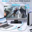 HDMI Switch 2 in 1 Out 4K@60Hz, WARRKY [3.3ft Fixed Braided HDMI Cable, Aluminum Case, HDCP 2.2] Bidirectional 2x1 Switcher (Not Splitter) Compatible for PS5/4, Nintendo Switch, FireStick Black