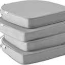 Outdoor Chair Cushions Set of 4, Waterproof Outdoor Seat Cushions for Patio Furniture, Patio Chair Cushion with Handle and Ties, Round Out Door Chair Pads,19" x 19" x 3", Light Grey