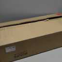 WUZUPS 4-Light Metal Pot Hanging Rack Chandelier Imitation Wood Grain Linear Pendant Ceiling Lighting Rustic Farmhouse Fixture Kitchen Island Dining Room, H 9.8" x L 34.6" x W11.8, E26 Base, Black