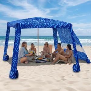 AMMSUN Portable Beach Cabana, 8'8' Beach Canopy, Easy Set up and Take Down | Foldable Beach Tent, Aluminum Structure, Family-Sized Shade, Wind-Resistant UPF50+ Fabric, Sandbag Anchors, Privacy Side Wall