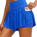 Flowy Running Shorts for Women with 4 Pockets 2 in 1 High Waisted Women's Butterfly Workout Athletic Tennis Skirt Shorts (Medium, Blue)