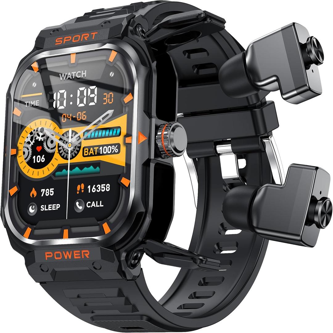 Smart Watch with Headphones,iOS and Android Phones,2 inch Full Touch Screen,Fitness Tracker,Answer/Make Call,Voice Recording,Sleep Monitor,Music Player,for Men and Women