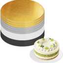 12 PCS 10 Inch Cake Drums, 1/2 Inch Thick Round Cake Boards, Four Colors: White, Gold, Silver and Black, Professional Quality Cardboards