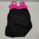 Blooming Jelly Women One Piece Swim Dress Tummy Control Swimsuits Slimming Mesh Sheer Sarong Wraps Bathing Suit (Large, Pink/Black)