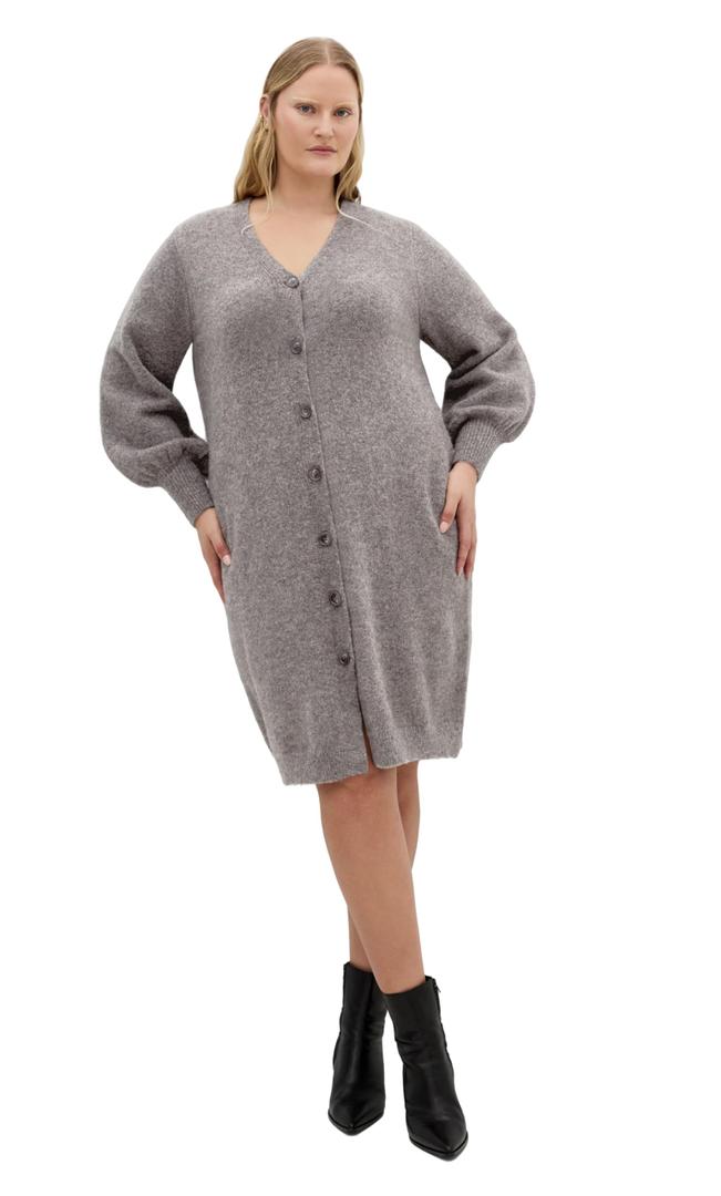 City Chic Women's Plus Size Dress - Eleni Cardigan Midi, 16 Charcoal Marle