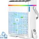 Portable Air Conditioners, 40oz Water Tank, 3 Wind Speed & 3 Cool Mist, 1-3H Timer & 7 LED Light, Personal Air Conditioner Small Mini Air Conditioner Portable Air Cooler for Room/Office