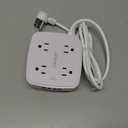 6 Ft Surge Protector Power Strip - 8 Widely Outlets with 4 USB Ports, 3 Side Outlet Extender with 6 Feet Extension Cord, Flat Plug, Wall Mount, Desk USB Charging Station, ETL,White