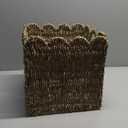 Scalloped Wicker Storage Cubes Basket, 12x12 Heavy Duty Paper rope/Hyacinth/Seagrass Baskets for Shelves, Foldable Natural Boho Square Bins (Seagrass, 12 x 12 x 12in, 4-Pack)