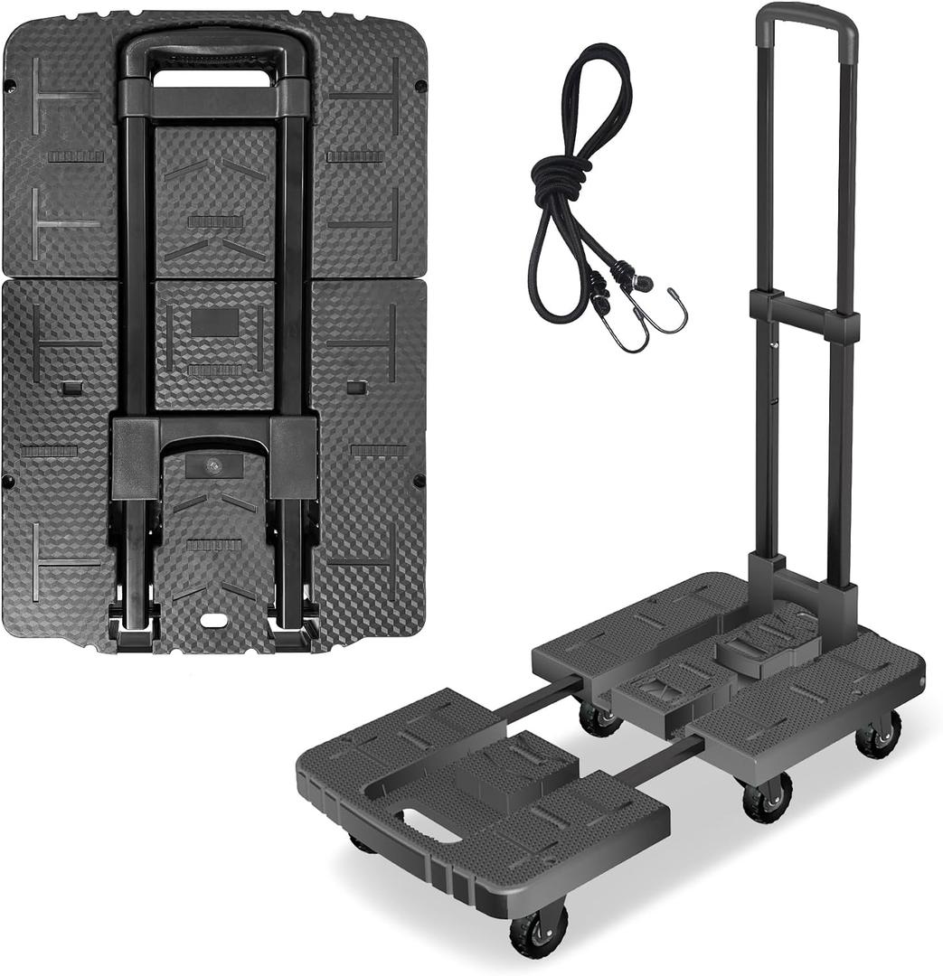 Convertible Hand Truck 550lbs Folding Dolly Cart, 6 Wheel Platform Cart