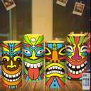 Tiki Flameless Candles Hawaiian Table Decorations Flameless Candle with 18-Key Remote Timer Pillar for Summer Holiday Tiki Bar Party Home Bar Table Decoration