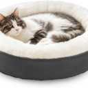 Love's cabin Round Donut Cat and Dog Cushion Bed, 20in Pet Bed for Cats or Small Dogs, Anti-Slip & Water-Resistant Bottom, Super Soft Durable Fabric Pet beds, Washable Luxury Cat & Dog Bed Dark Grey (19.7"L x 19.7"W x 5.9"Th)