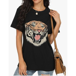 Floral Tiger Vintage Flowers Tiger Face for Tigers Lover T-Shirt, Medium