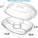 DEAYOU Ice Serving Tray for Party Food, Chilled Serving Platter Dish with 4 Compartments, 15" Flip-Lid Divided Serving Bowl for Appetizers, Fruits, Vegetables, Salads, Shrimp Cocktail
